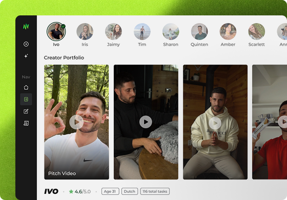 Hyred creator portfolio scherm